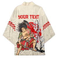Personalised Japanese Culture Hawaii Style Kimono Japanese Samurai with Hawaiian Pattern - Polynesian Pride