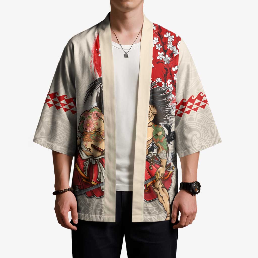 Personalised Japanese Culture Hawaii Style Kimono Japanese Samurai with Hawaiian Pattern - Polynesian Pride