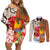 Pan-Pacific Festival Couples Matching Off Shoulder Short Dress and Long Sleeve Button Shirt Mauna Kea and Fuji Mountains