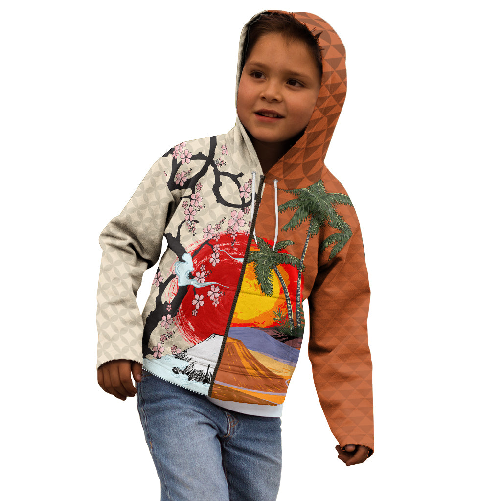 Pan-Pacific Festival Kid Hoodie Mauna Kea and Fuji Mountains
