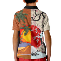 Pan-Pacific Festival Kid Polo Shirt Mauna Kea and Fuji Mountains