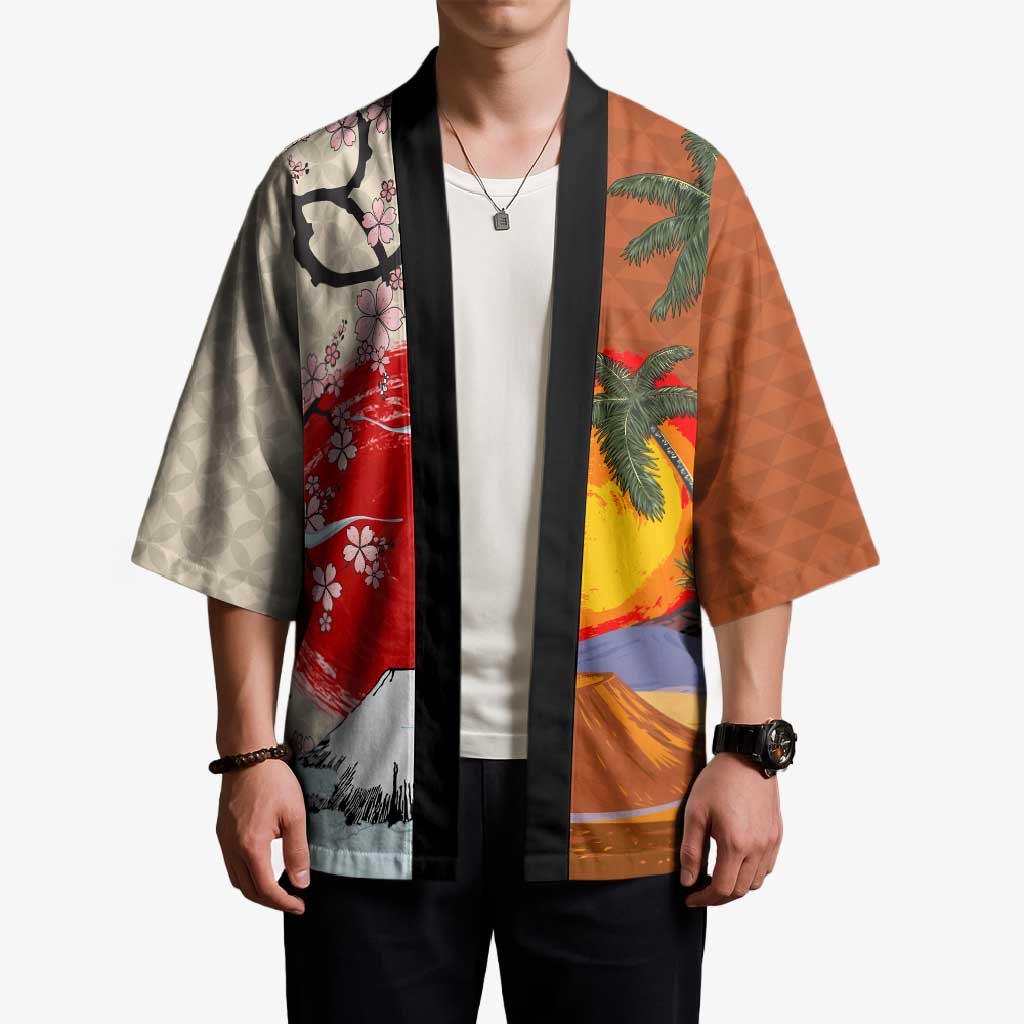 Japanese Culture Hawaii Style Kimono Mauna Kea and Fuji Mountains - Polynesian Pride