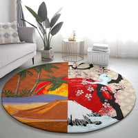 Japanese Culture Hawaii Style Round Carpet Mauna Kea and Fuji Mountains LT03 - Polynesian Pride