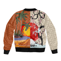 Pan-Pacific Festival Sleeve Zip Bomber Jacket Mauna Kea and Fuji Mountains