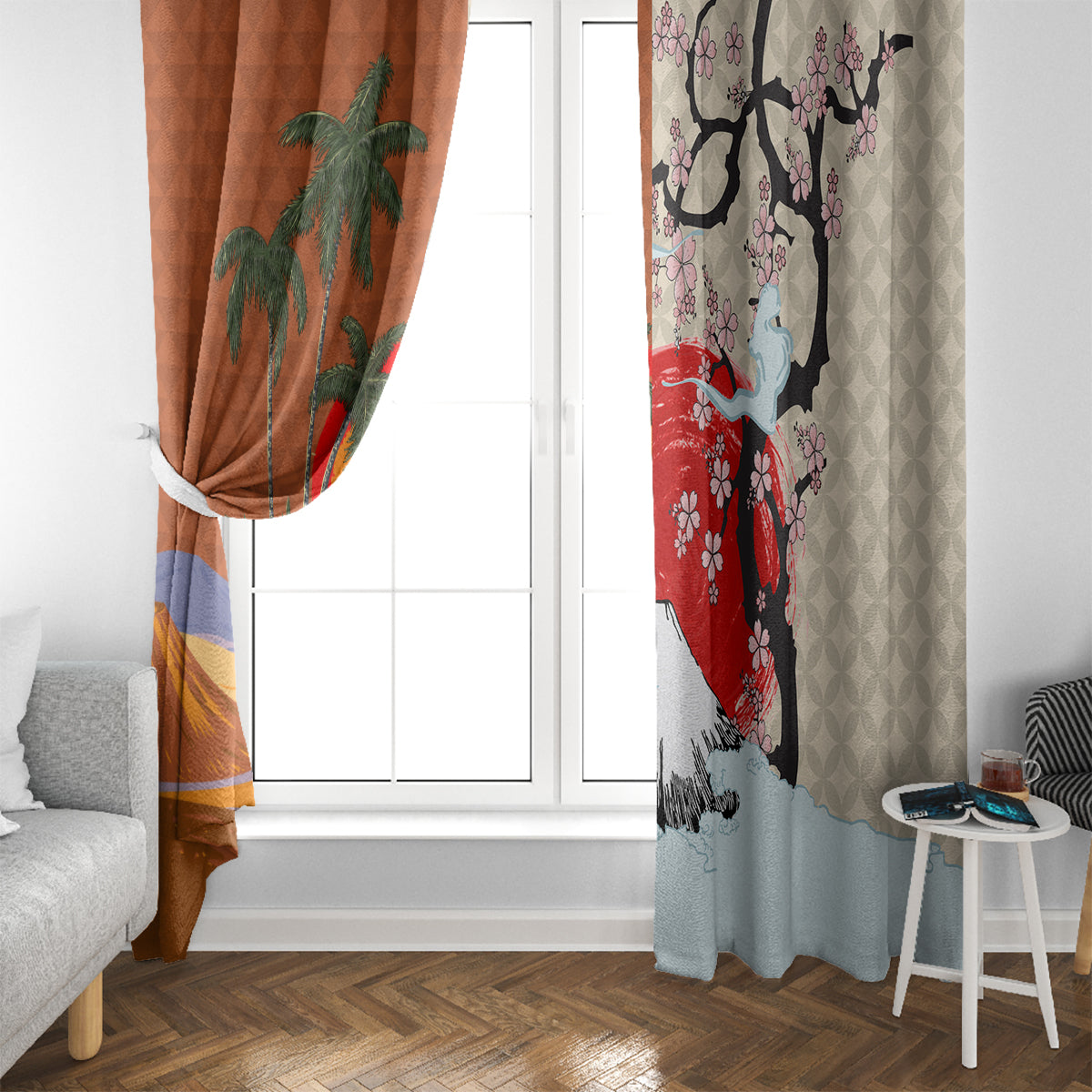 Pan-Pacific Festival Window Curtain Mauna Kea and Fuji Mountains