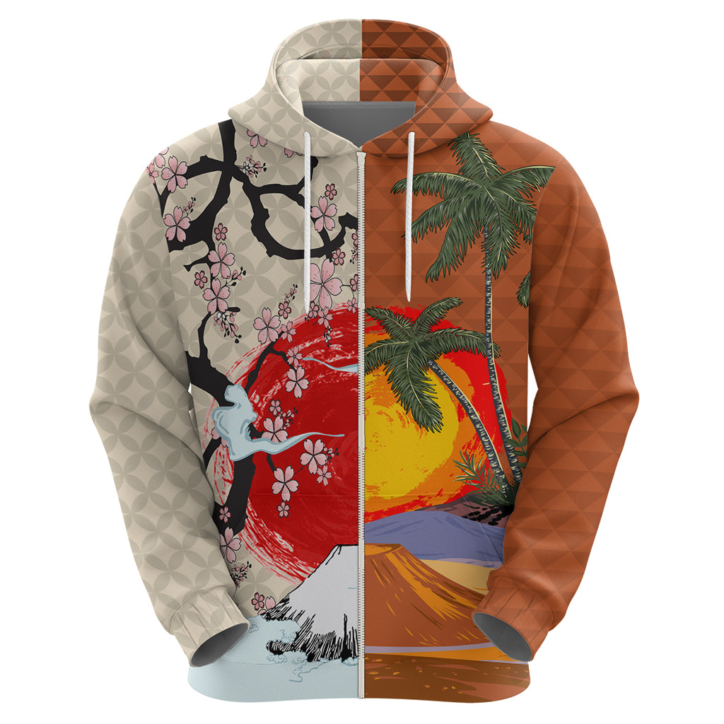 Pan-Pacific Festival Zip Hoodie Mauna Kea and Fuji Mountains