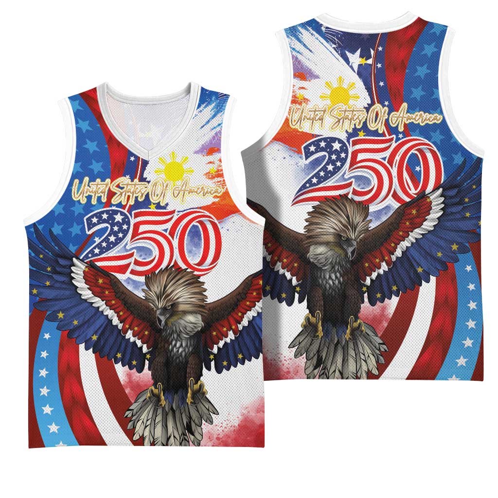 Philippines and United States Semiquincentennial Basketball Jersey Eagle and National Flag Style