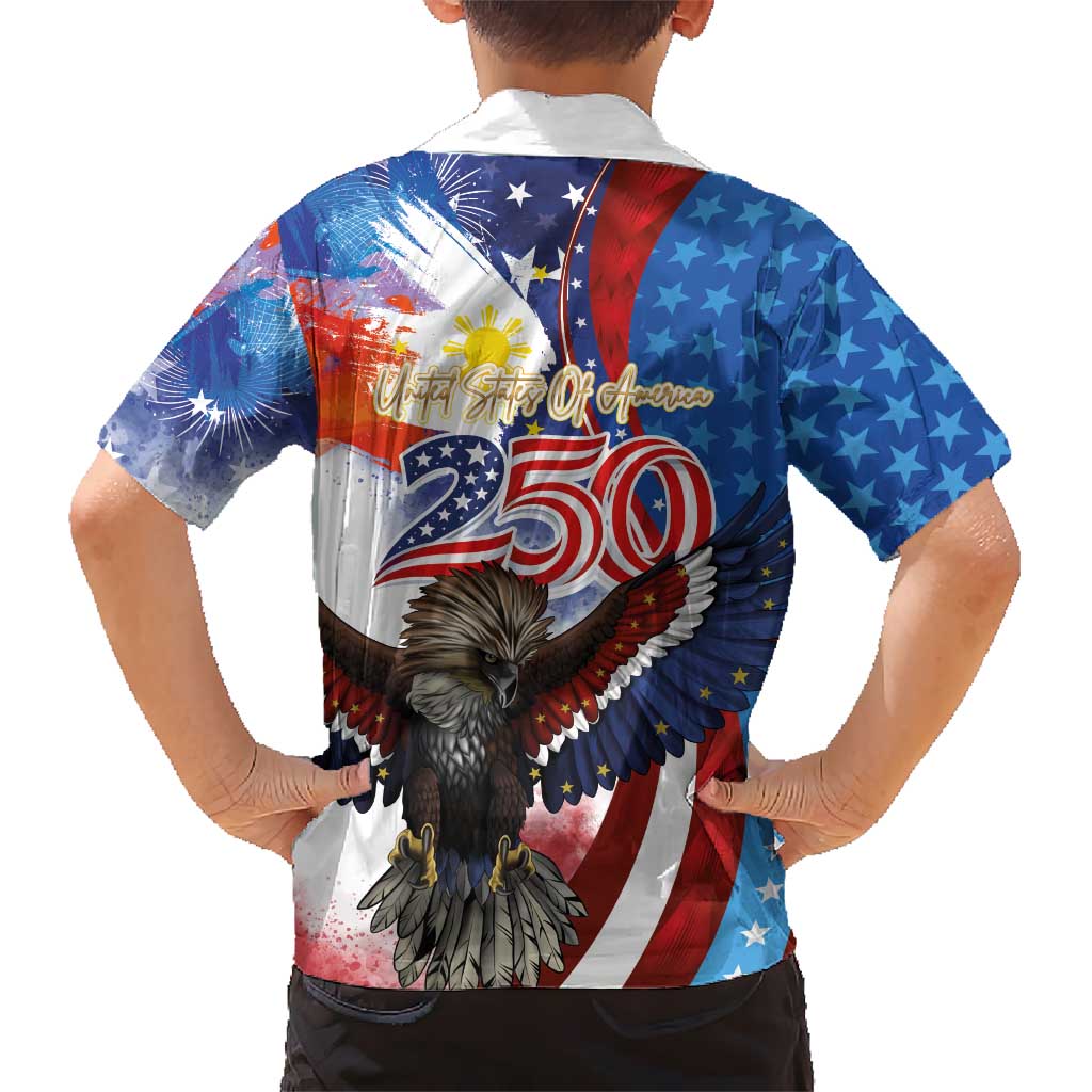 Philippines and United States Semiquincentennial Family Matching Puletasi and Hawaiian Shirt Eagle and National Flag Style