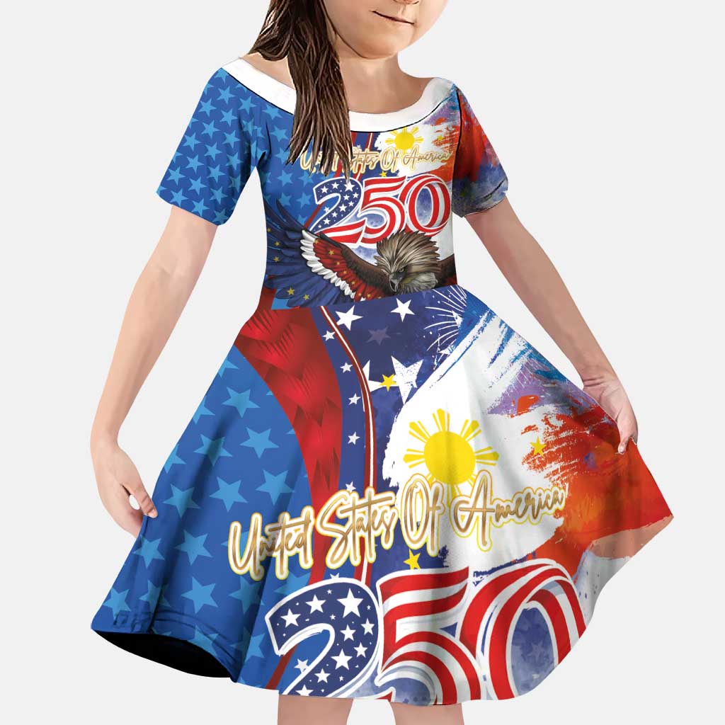 Philippines and United States Semiquincentennial Family Matching Puletasi and Hawaiian Shirt Eagle and National Flag Style