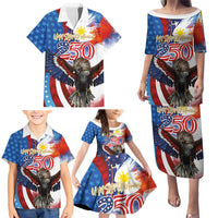 Philippines and United States Semiquincentennial Family Matching Puletasi and Hawaiian Shirt Eagle and National Flag Style