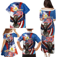 Philippines and United States Semiquincentennial Family Matching Puletasi and Hawaiian Shirt Eagle and National Flag Style