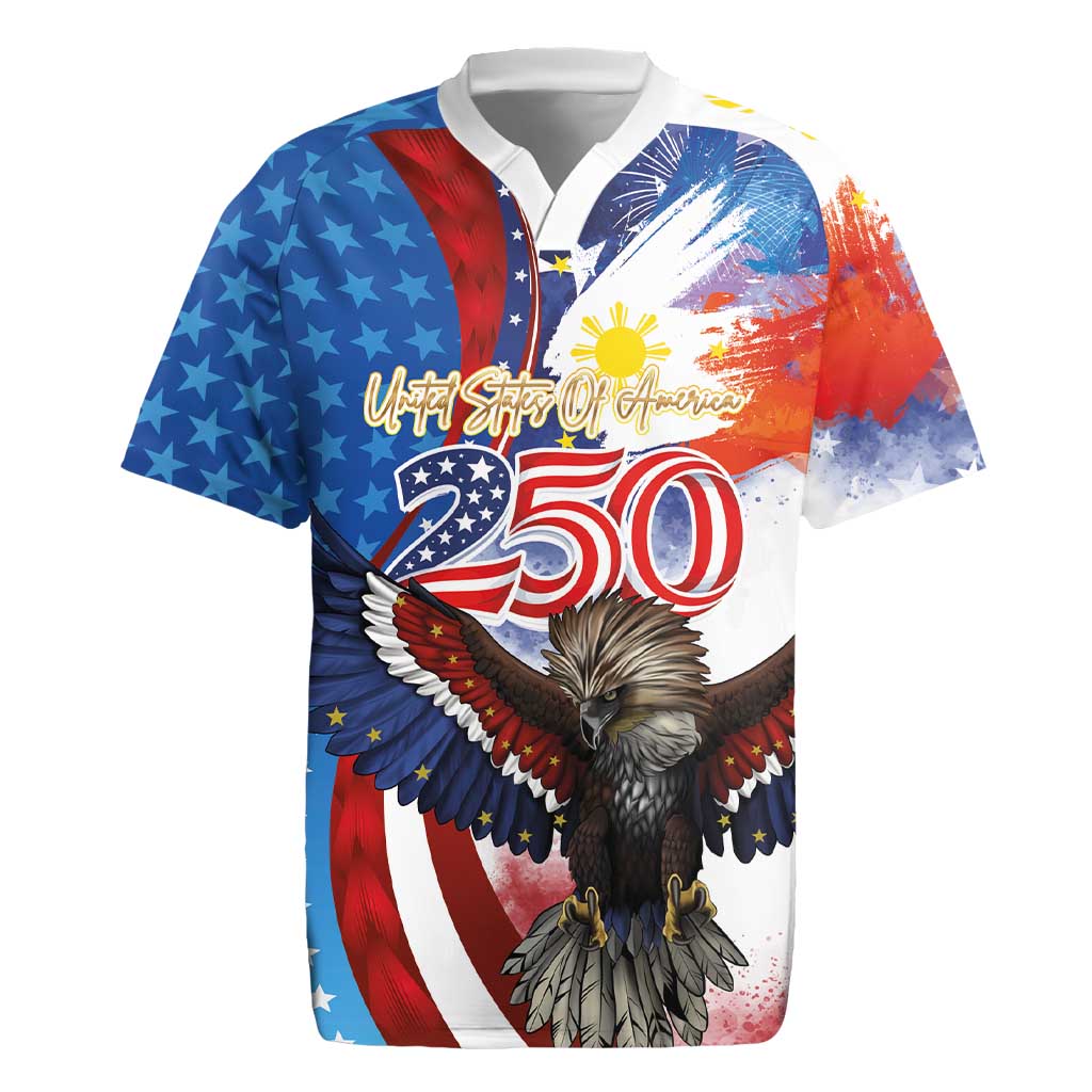 Philippines and United States Semiquincentennial Rugby Jersey Eagle and National Flag Style LT03 Multicolor - Polynesian Pride