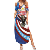 Philippines and United States Semiquincentennial Summer Maxi Dress Eagle and National Flag Style