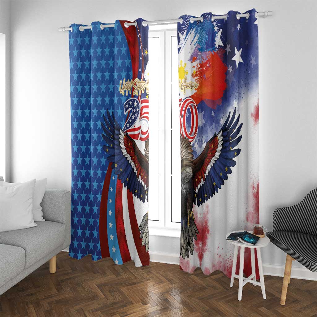 Philippines and United States Semiquincentennial Window Curtain Eagle and National Flag Style LT03 With Grommets Multicolor - Polynesian Pride