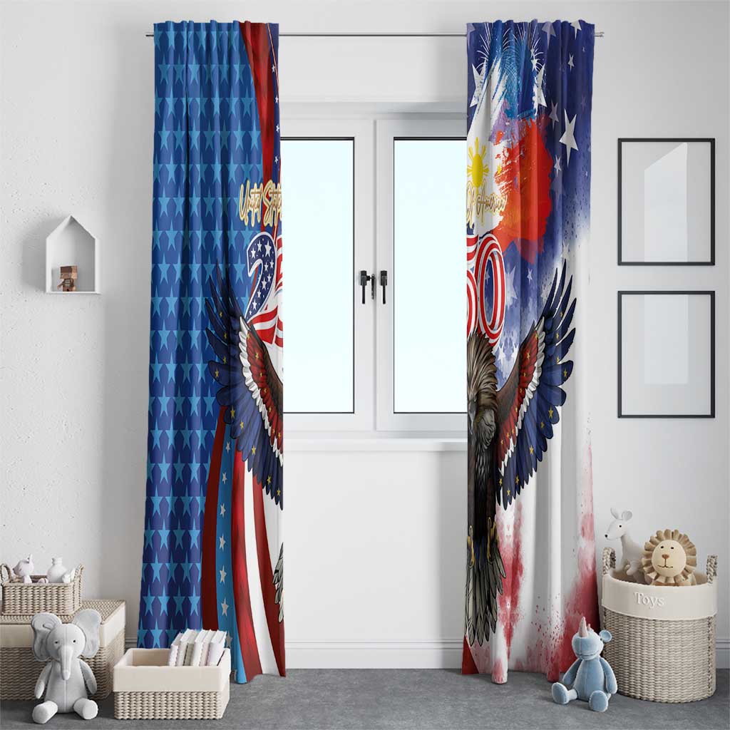 Philippines and United States Semiquincentennial Window Curtain Eagle and National Flag Style LT03 - Polynesian Pride