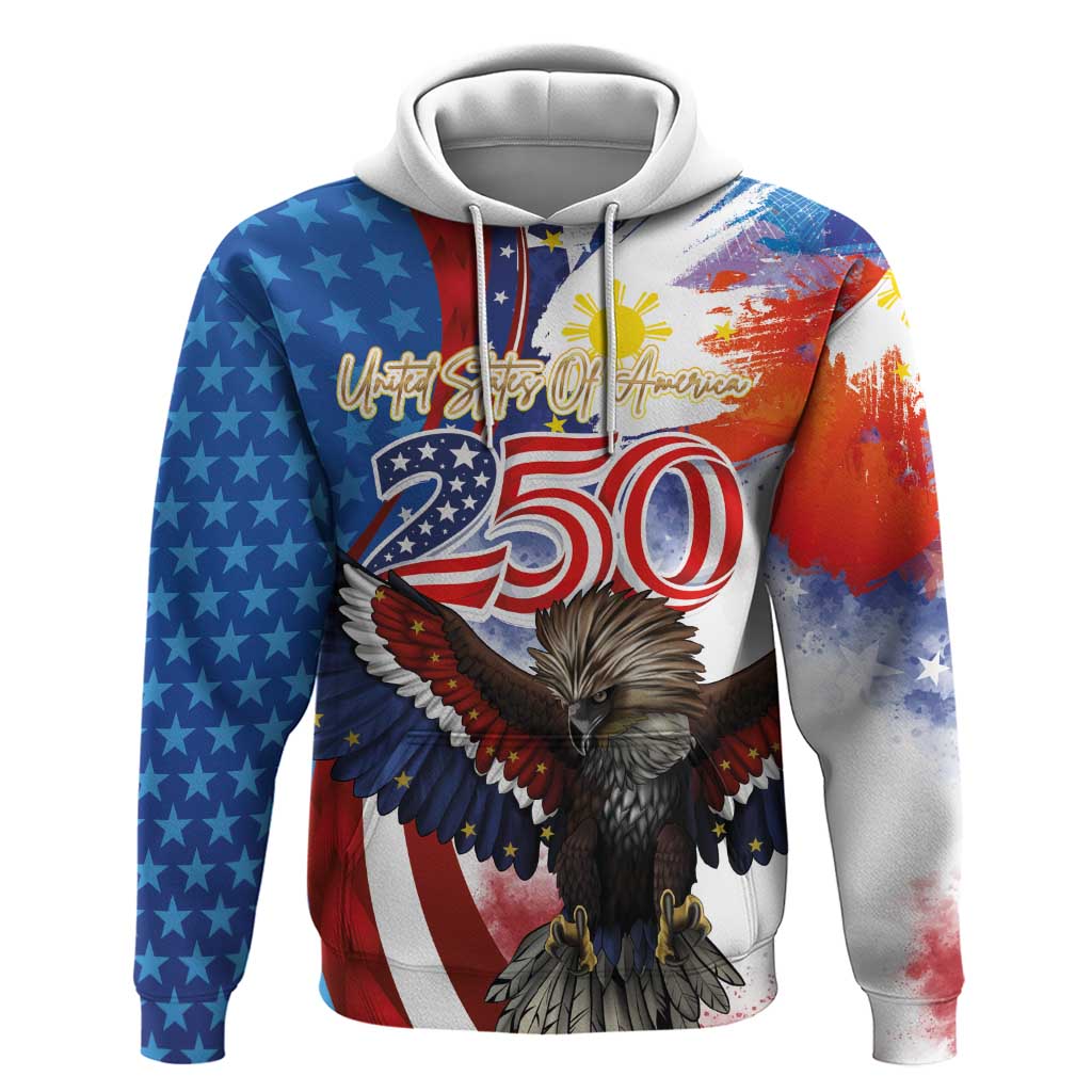 Philippines and United States Semiquincentennial Zip Hoodie Eagle and National Flag Style LT03 Pullover Hoodie Multicolor - Polynesian Pride