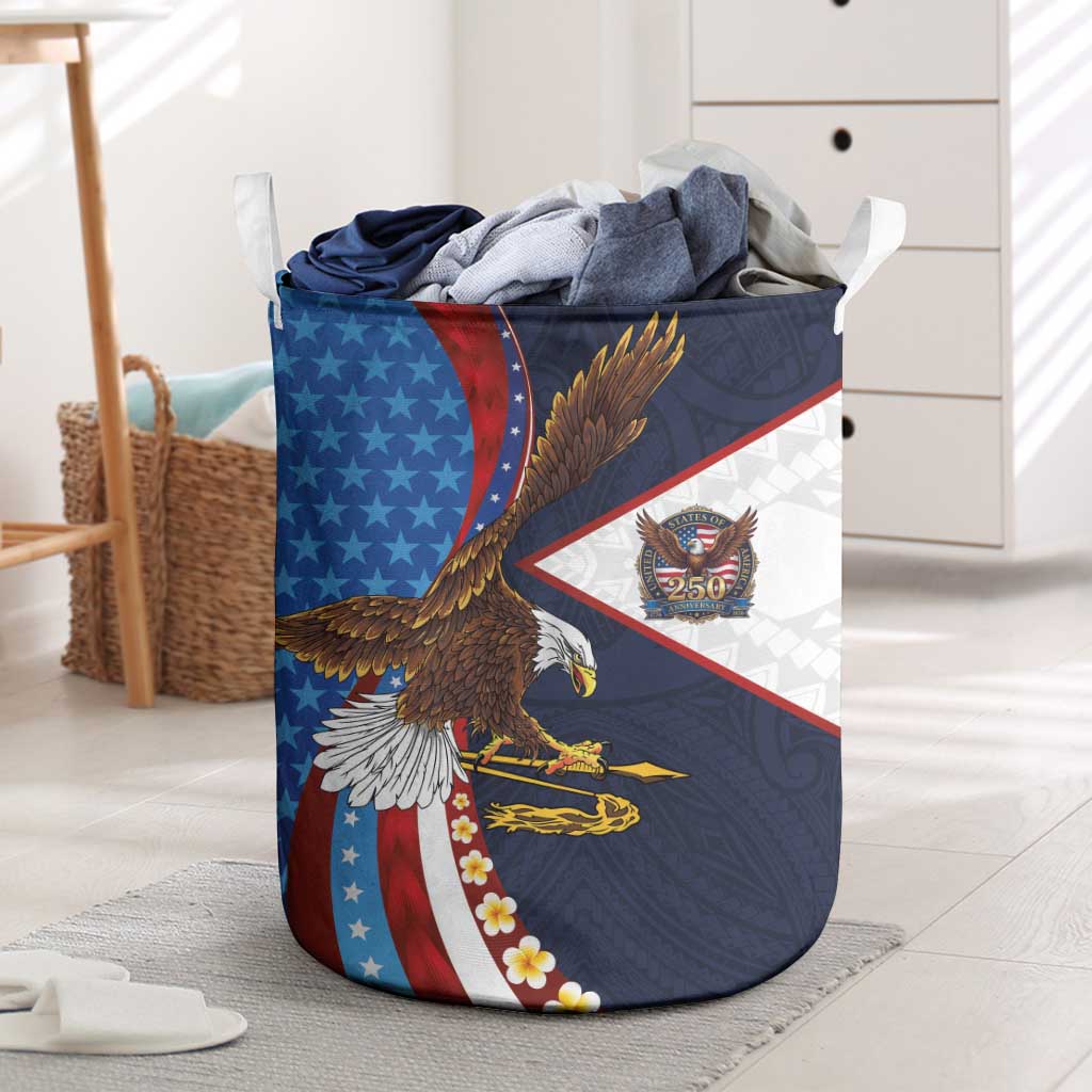 American Samoa and United States Semiquincentennial Laundry Basket Bald Eagle with National Flag Style