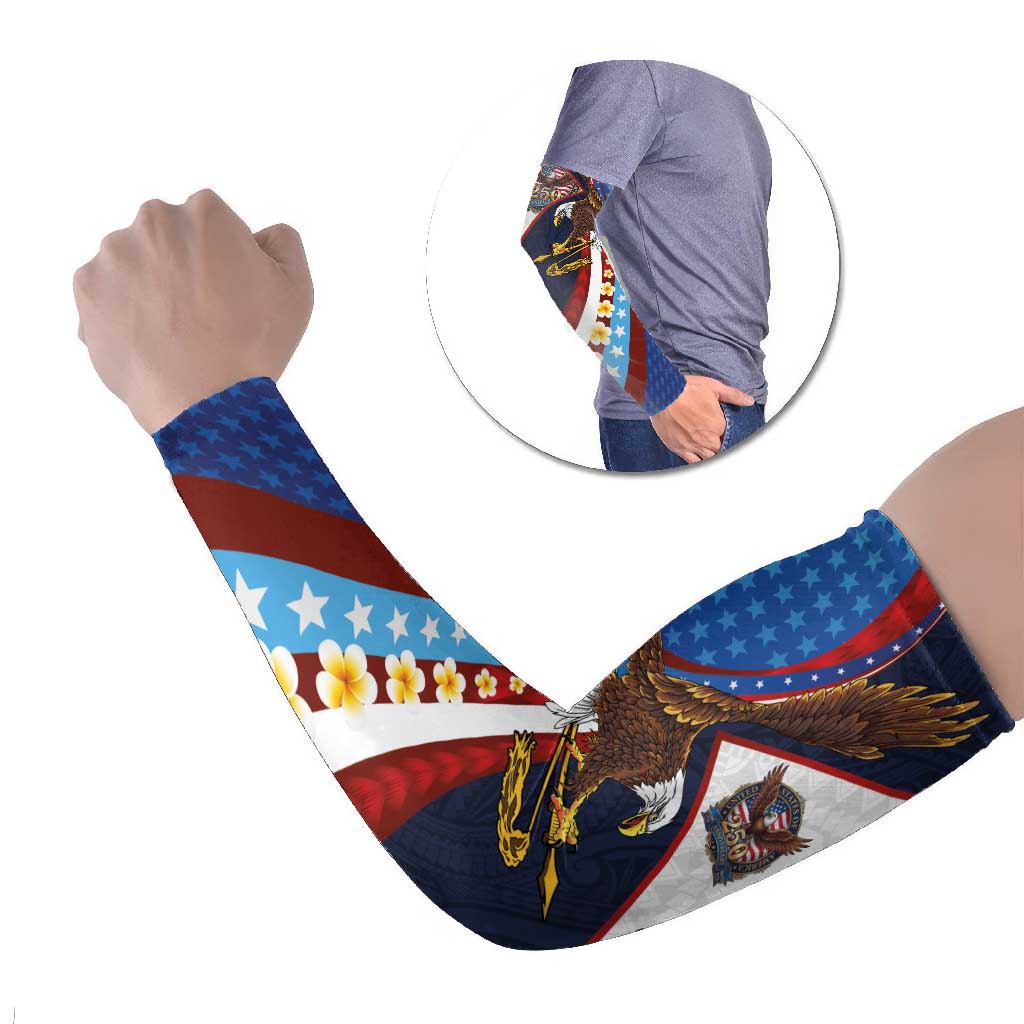 American Samoa and United States Semiquincentennial Arm Sleeves Bald Eagle with National Flag Style