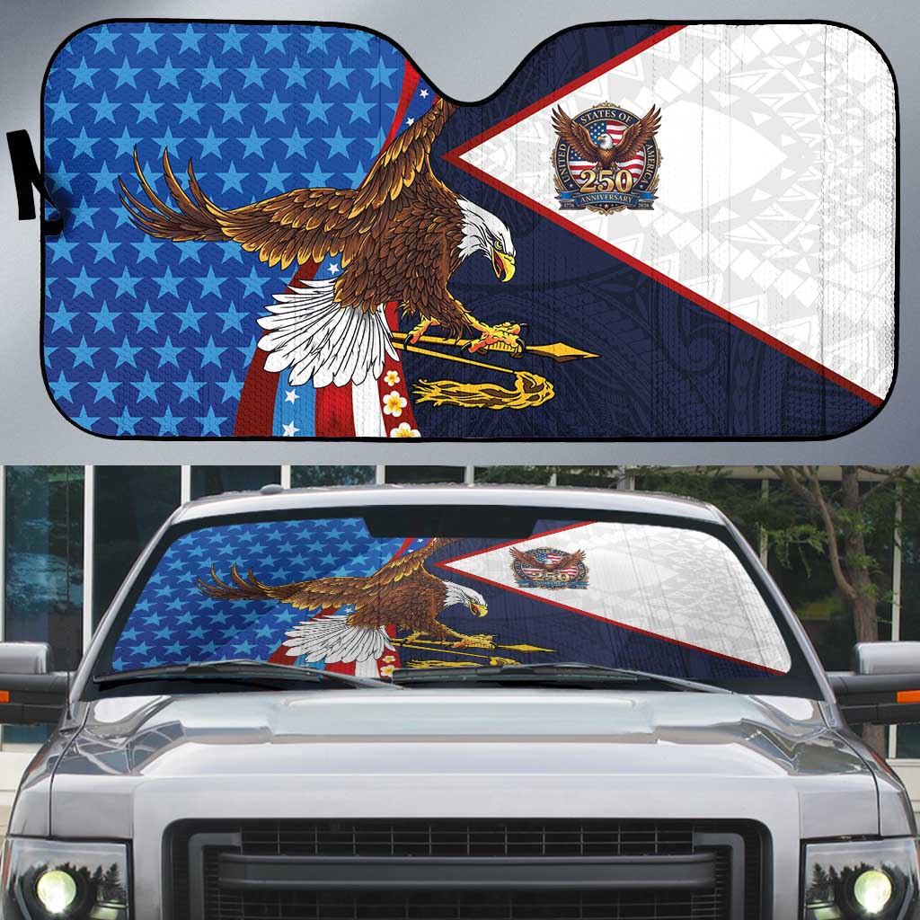American Samoa and United States Semiquincentennial Auto Sun Shade Bald Eagle with National Flag Style