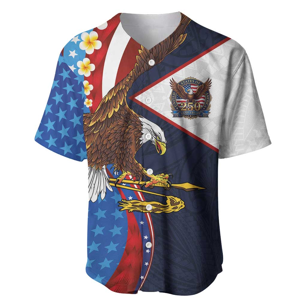 American Samoa and United States Semiquincentennial Baseball Jersey Bald Eagle with National Flag Style LT03 Multicolor - Polynesian Pride