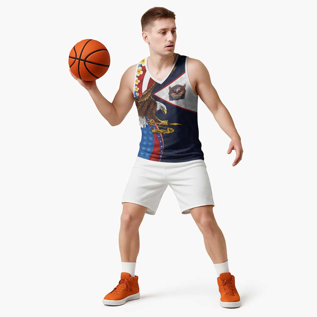 American Samoa and United States Semiquincentennial Basketball Jersey Bald Eagle with National Flag Style LT03 - Polynesian Pride