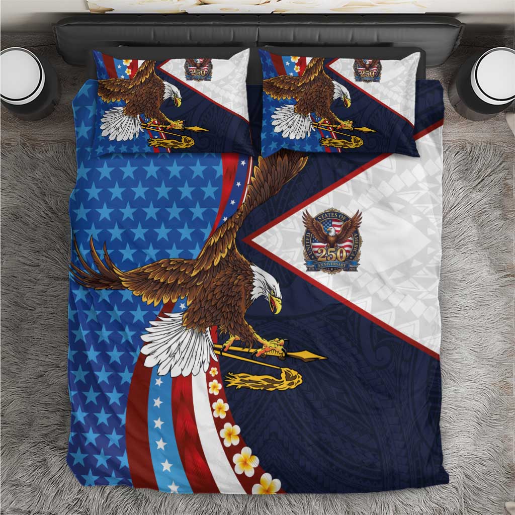 American Samoa and United States Semiquincentennial Bedding Set Bald Eagle with National Flag Style