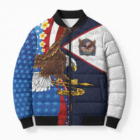 American Samoa and United States Semiquincentennial Bomber Puffer Jacket Bald Eagle with National Flag Style LT03 Unisex Multicolor - Polynesian Pride
