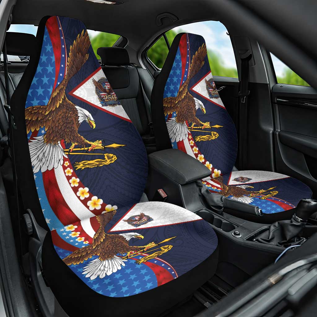 American Samoa and United States Semiquincentennial Car Seat Cover Bald Eagle with National Flag Style