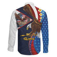American Samoa and United States Semiquincentennial Family Matching Short Sleeve Bodycon Dress and Hawaiian Shirt Bald Eagle with National Flag Style