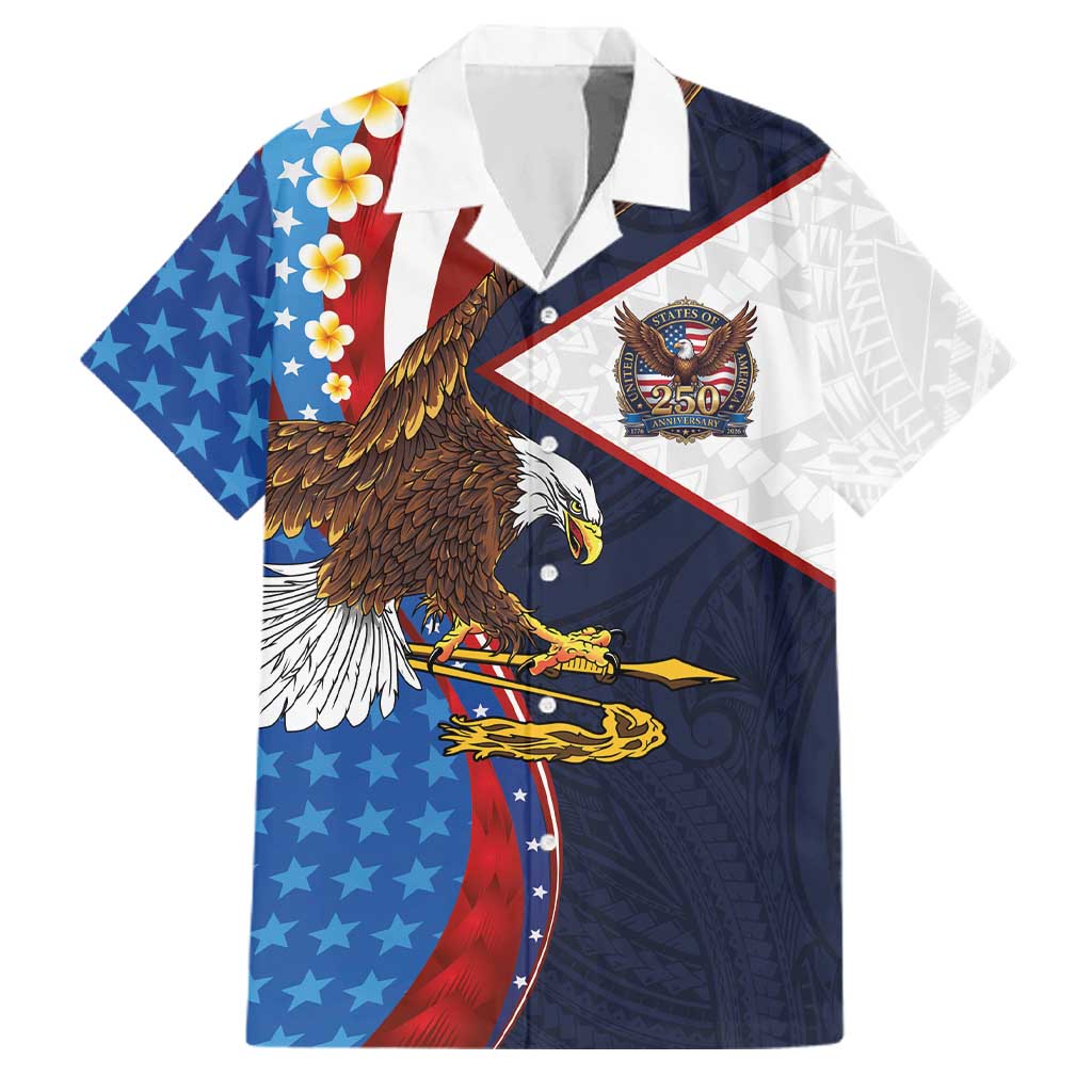 American Samoa and United States Semiquincentennial Family Matching Summer Maxi Dress and Hawaiian Shirt Bald Eagle with National Flag Style