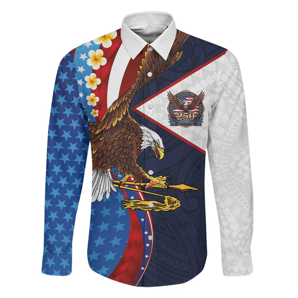 American Samoa and United States Semiquincentennial Family Matching Summer Maxi Dress and Hawaiian Shirt Bald Eagle with National Flag Style