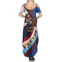 American Samoa and United States Semiquincentennial Family Matching Summer Maxi Dress and Hawaiian Shirt Bald Eagle with National Flag Style