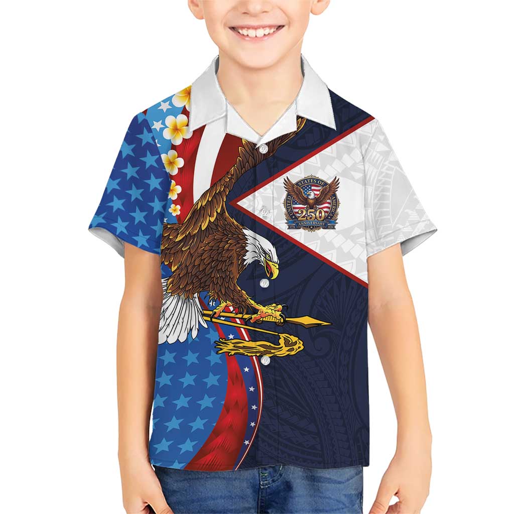 American Samoa and United States Semiquincentennial Family Matching Summer Maxi Dress and Hawaiian Shirt Bald Eagle with National Flag Style