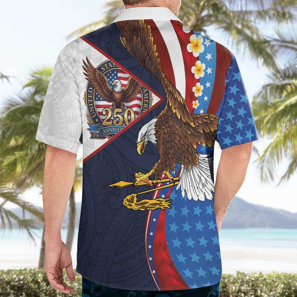 American Samoa and United States Semiquincentennial Hawaiian Shirt Bald Eagle with National Flag Style LT03 - Polynesian Pride