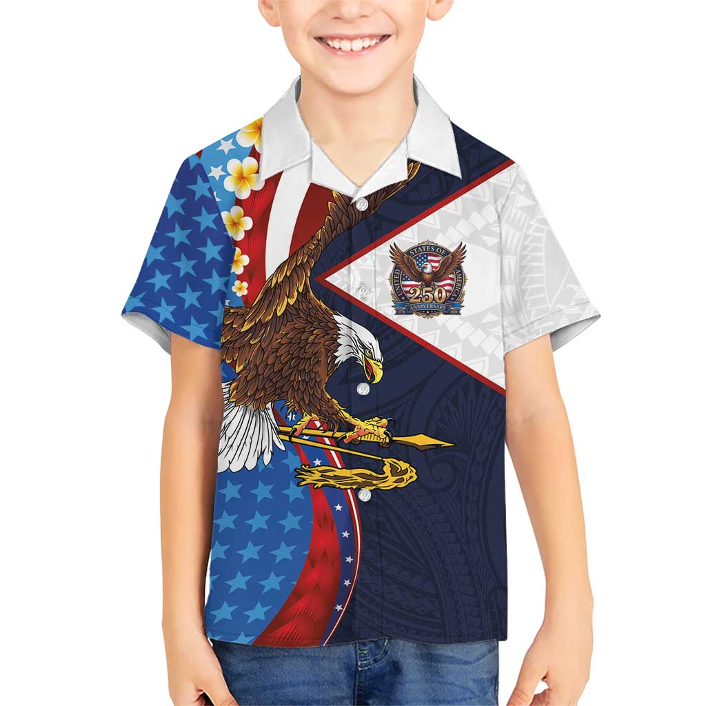 American Samoa and United States Semiquincentennial Hawaiian Shirt Bald Eagle with National Flag Style LT03 - Polynesian Pride