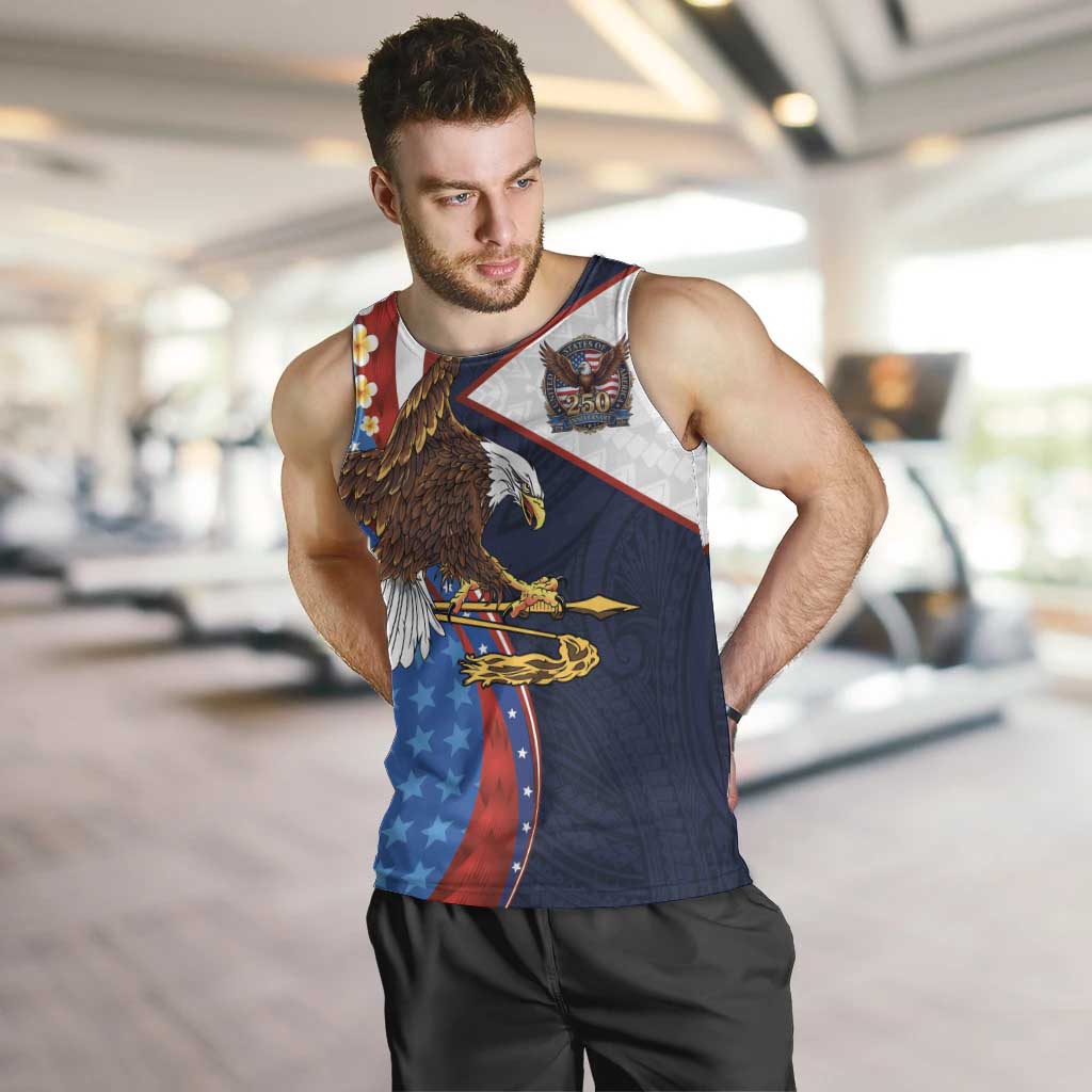 American Samoa and United States Semiquincentennial Men Tank Top Bald Eagle with National Flag Style
