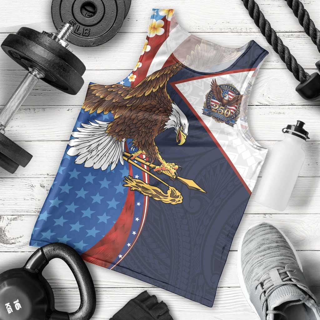 American Samoa and United States Semiquincentennial Men Tank Top Bald Eagle with National Flag Style LT03 - Polynesian Pride