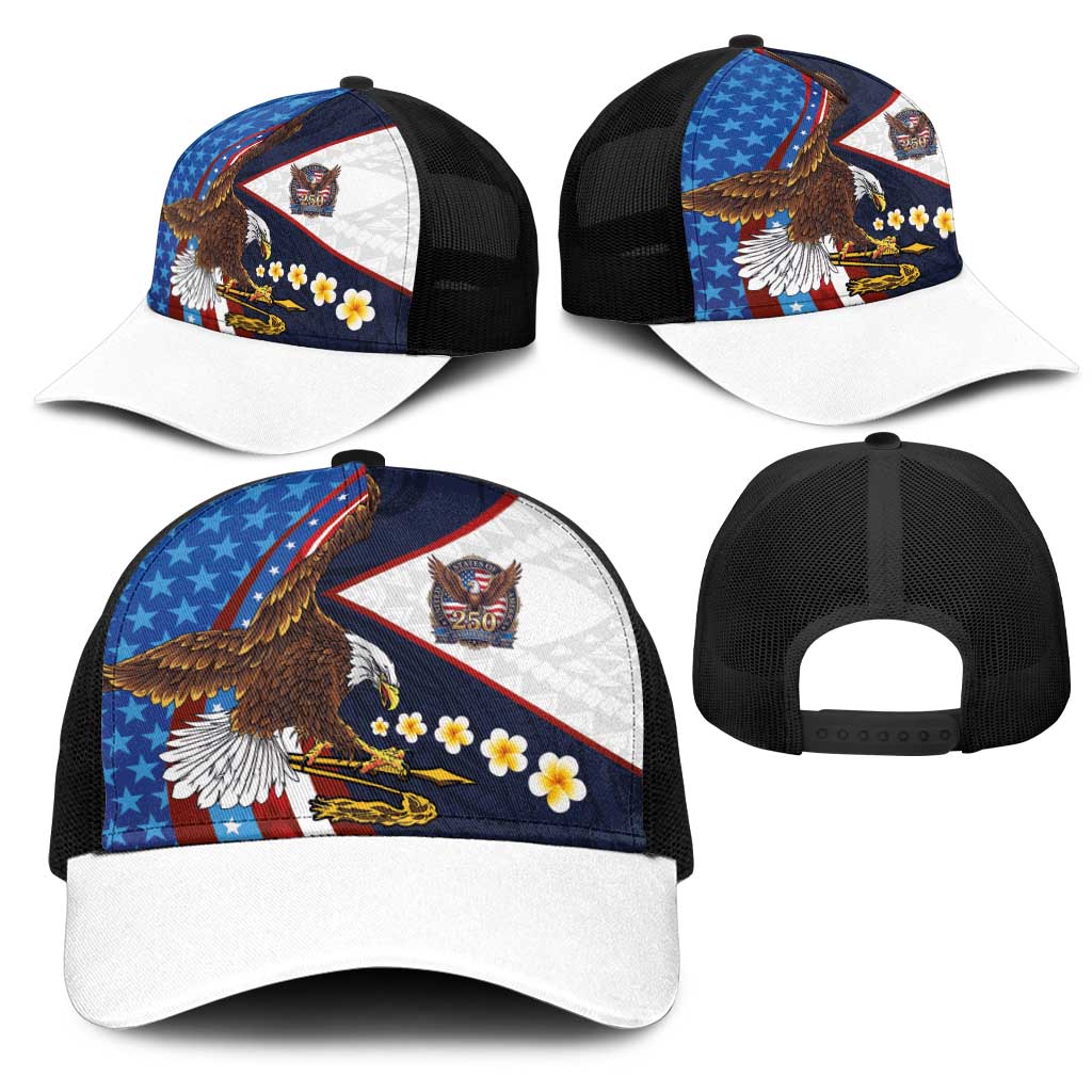 American Samoa and United States Semiquincentennial Mesh Trucker Cap Bald Eagle with National Flag Style