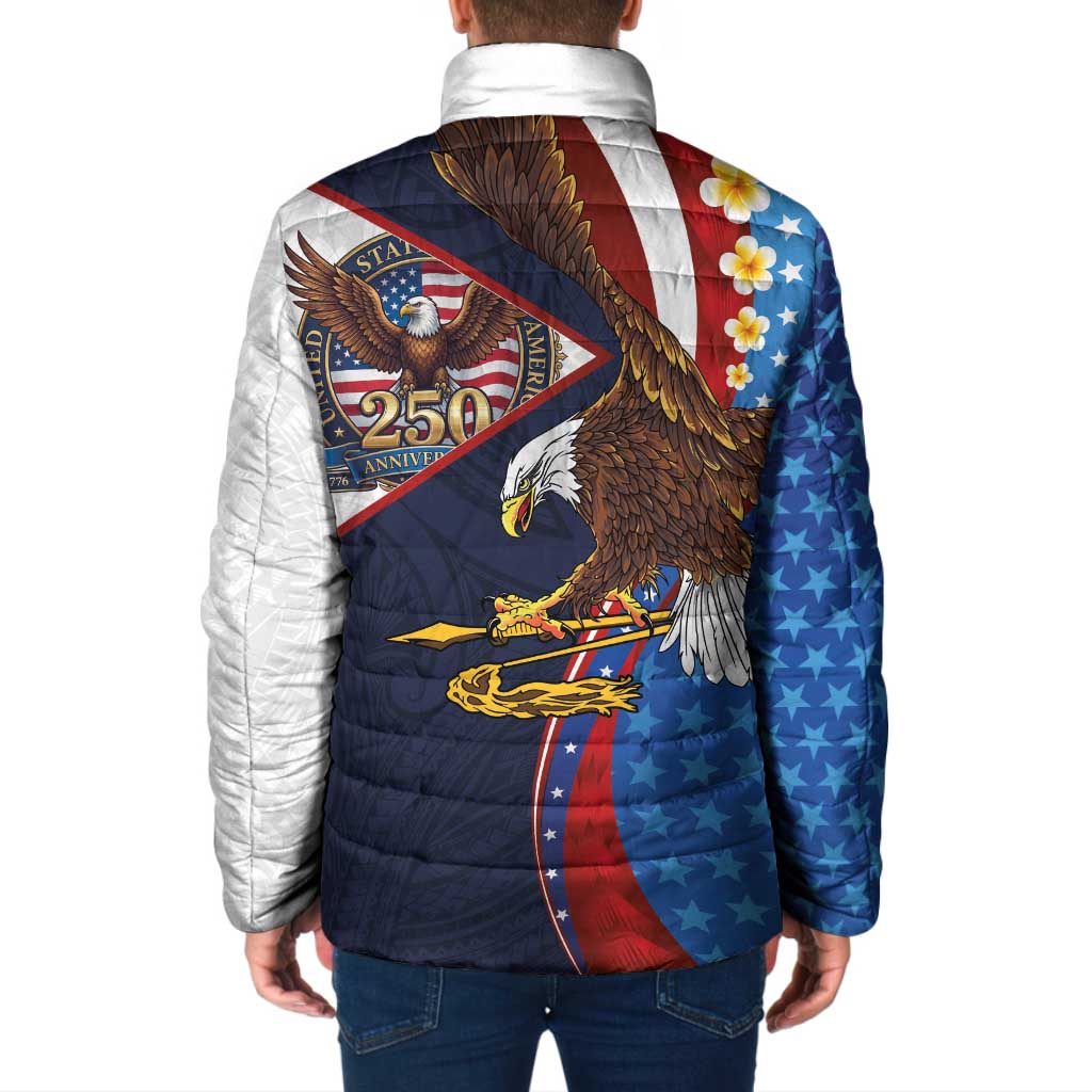 American Samoa and United States Semiquincentennial Padded Jacket Bald Eagle with National Flag Style LT03 - Polynesian Pride