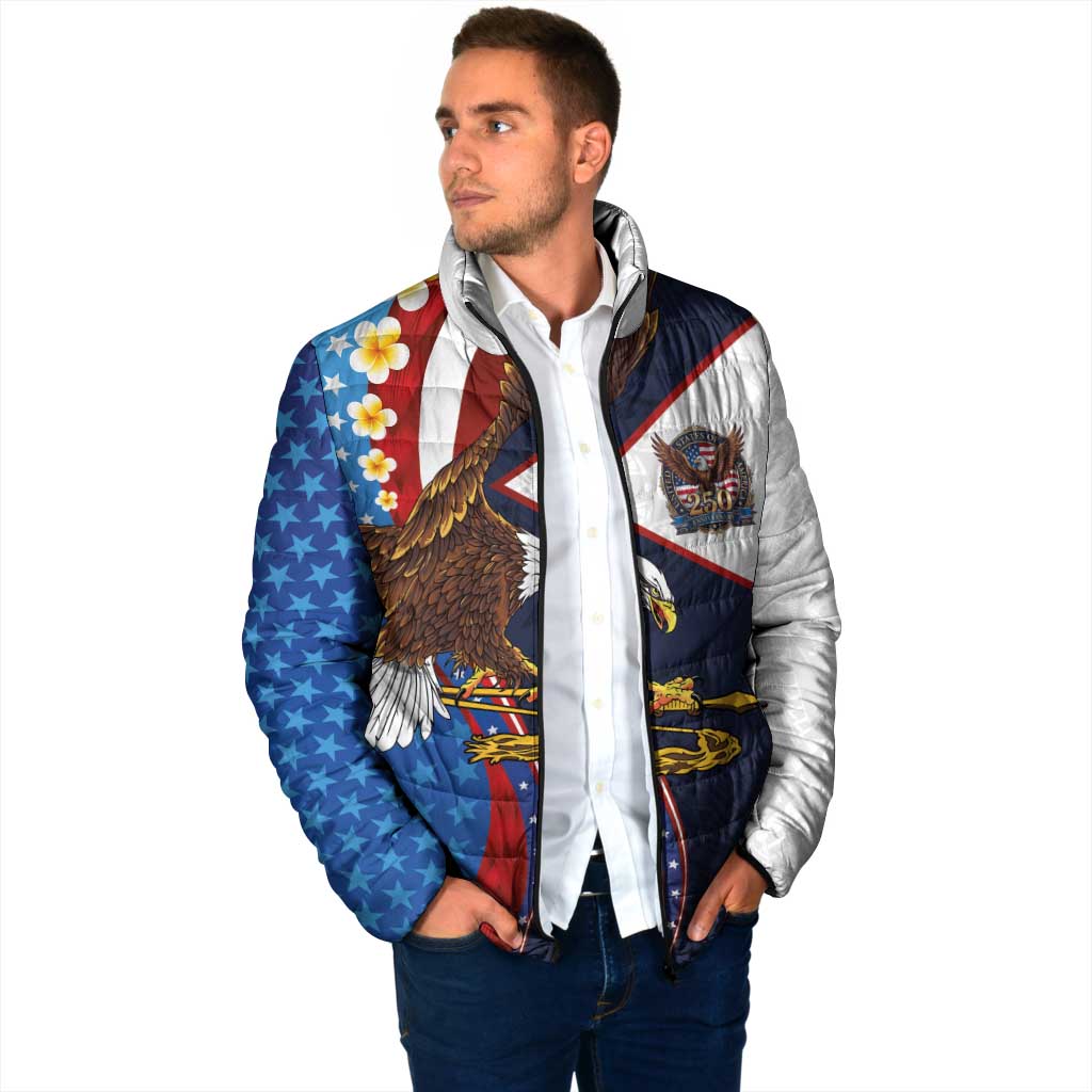 American Samoa and United States Semiquincentennial Padded Jacket Bald Eagle with National Flag Style LT03 - Polynesian Pride