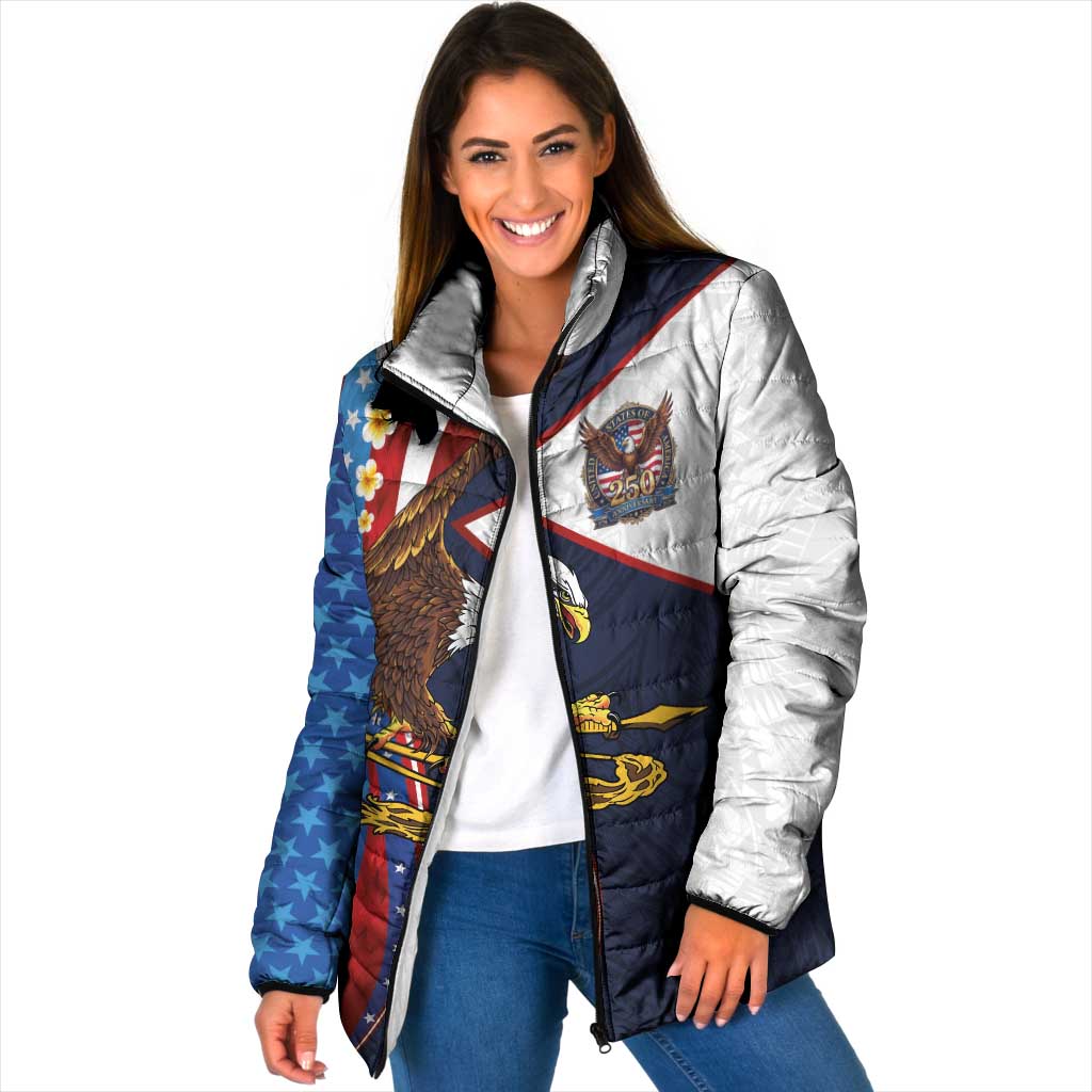 American Samoa and United States Semiquincentennial Padded Jacket Bald Eagle with National Flag Style LT03 Women Multicolor - Polynesian Pride