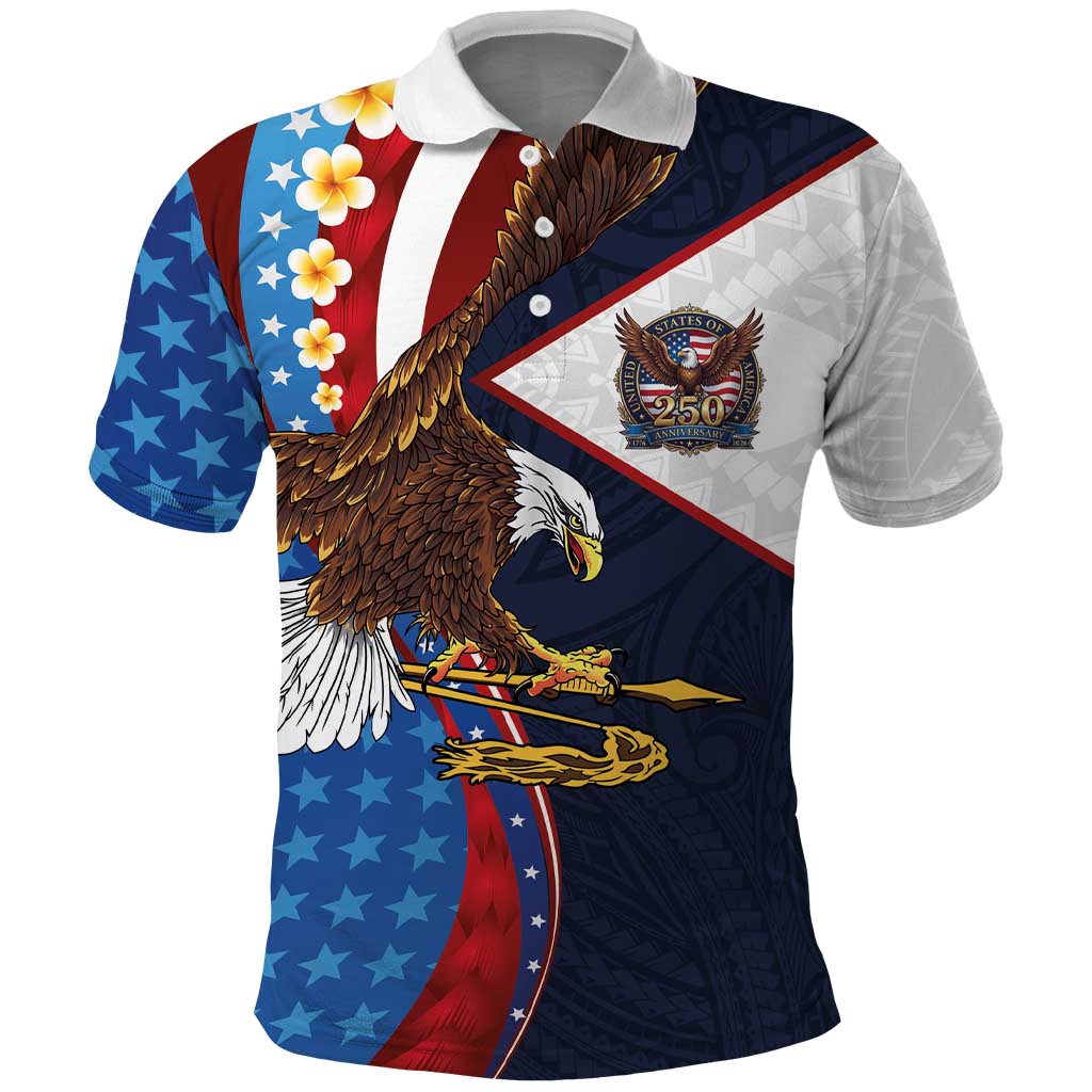 American Samoa and United States Semiquincentennial Polo Shirt Bald Eagle with National Flag Style