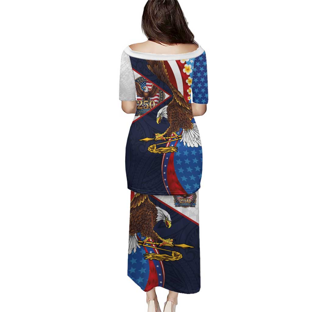 American Samoa and United States Semiquincentennial Puletasi Bald Eagle with National Flag Style LT03 - Polynesian Pride