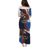American Samoa and United States Semiquincentennial Puletasi Bald Eagle with National Flag Style LT03 - Polynesian Pride