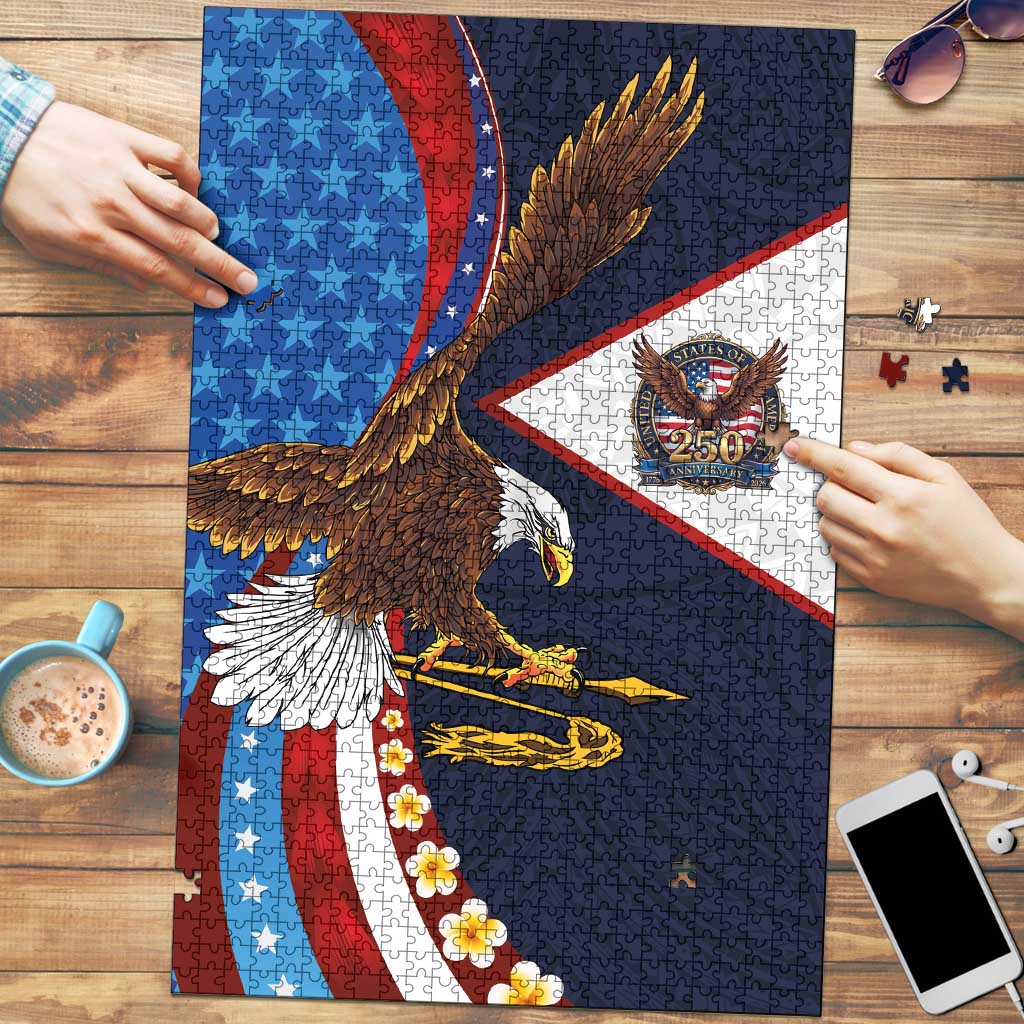 American Samoa and United States Semiquincentennial Puzzle Bald Eagle with National Flag Style