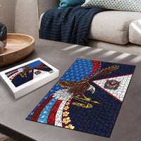 American Samoa and United States Semiquincentennial Puzzle Bald Eagle with National Flag Style LT03 - Polynesian Pride