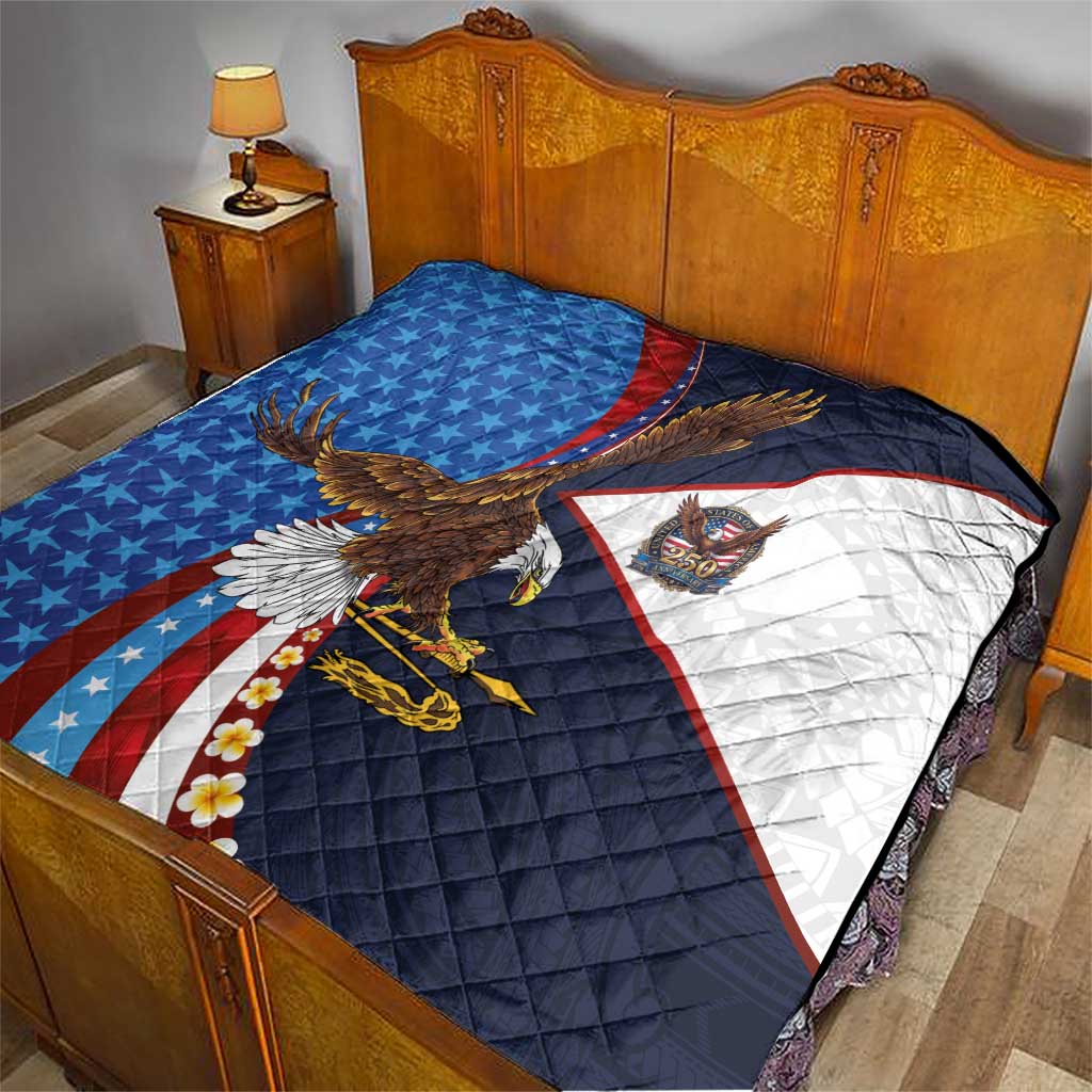American Samoa and United States Semiquincentennial Quilt Bald Eagle with National Flag Style