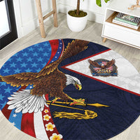 American Samoa and United States Semiquincentennial Round Carpet Bald Eagle with National Flag Style
