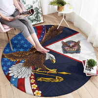 American Samoa and United States Semiquincentennial Round Carpet Bald Eagle with National Flag Style