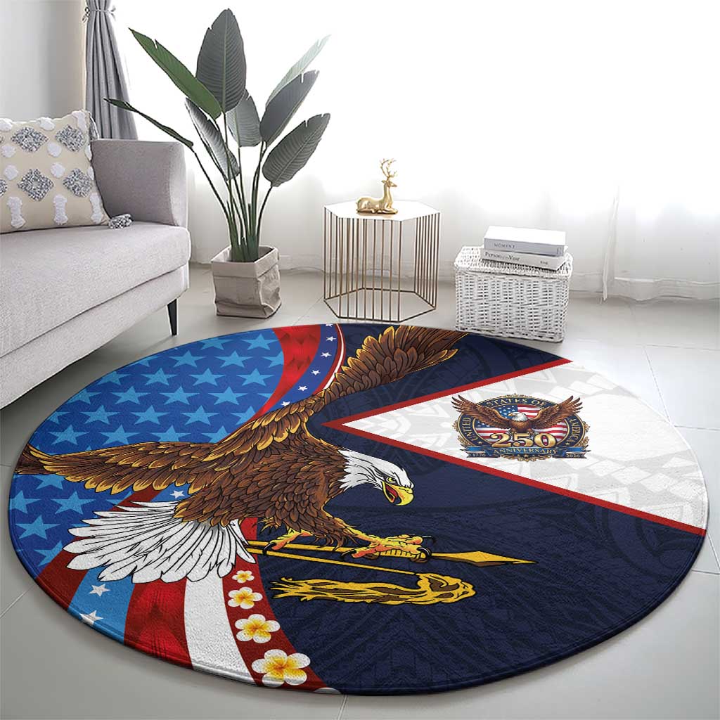 American Samoa and United States Semiquincentennial Round Carpet Bald Eagle with National Flag Style